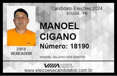 Candidato MANOEL CIGANO 2024 - SOUSA - Eleições