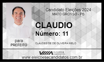 Candidato CLAUDIO 2024 - MATO GROSSO - Eleições