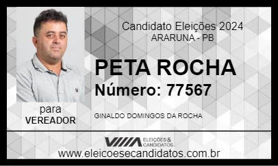 Candidato PETA ROCHA 2024 - ARARUNA - Eleições