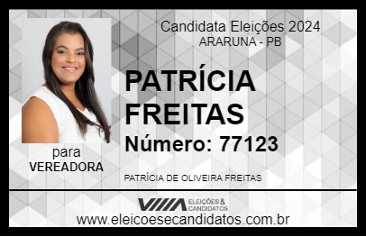 Candidato PATRÍCIA FREITAS 2024 - ARARUNA - Eleições