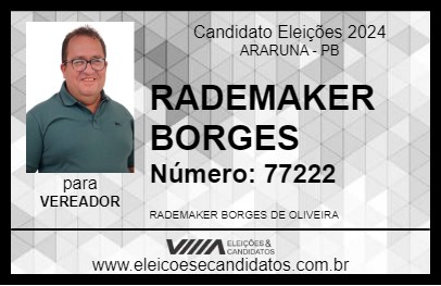 Candidato RADEMAKER BORGES 2024 - ARARUNA - Eleições