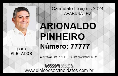 Candidato ARIONALDO PINHEIRO 2024 - ARARUNA - Eleições