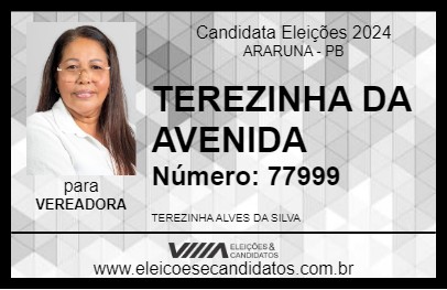 Candidato TEREZINHA DA AVENIDA 2024 - ARARUNA - Eleições