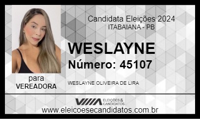 Candidato WESLAYNE 2024 - ITABAIANA - Eleições