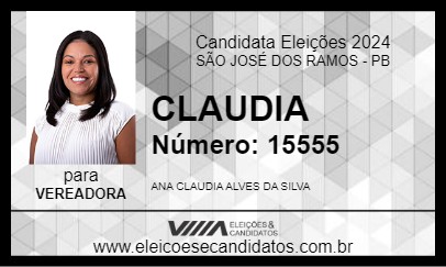 Candidato CLAUDIA 2024 - SÃO JOSÉ DOS RAMOS - Eleições