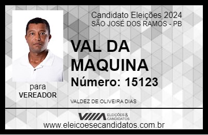 Candidato VAL DA MAQUINA 2024 - SÃO JOSÉ DOS RAMOS - Eleições