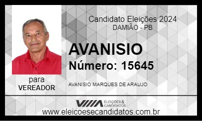 Candidato AVANISIO 2024 - DAMIÃO - Eleições