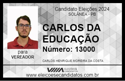 Candidato CARLOS DA EDUCAÇÃO 2024 - SOLÂNEA - Eleições