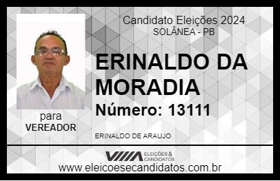 Candidato ERINALDO DA MORADIA 2024 - SOLÂNEA - Eleições