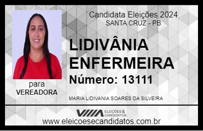 Candidato LIDIVÂNIA ENFERMEIRA 2024 - SANTA CRUZ - Eleições