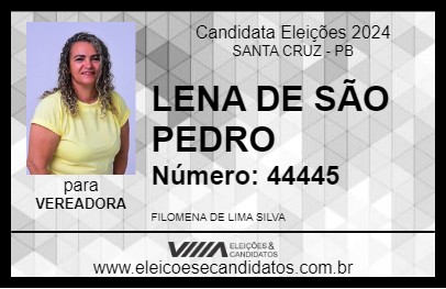 Candidato LENA DE SÃO PEDRO 2024 - SANTA CRUZ - Eleições