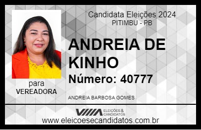 Candidato ANDREIA DE KINHO 2024 - PITIMBU - Eleições