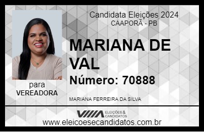 Candidato MARIANA DE VAL 2024 - CAAPORÃ - Eleições