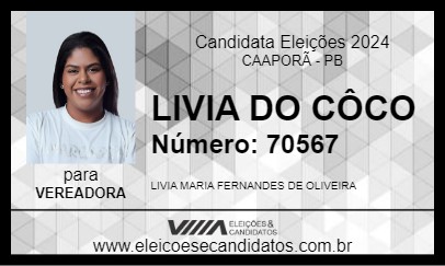 Candidato LIVIA DO CÔCO 2024 - CAAPORÃ - Eleições