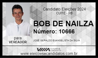 Candidato BOB DE NAILZA 2024 - CUITÉ - Eleições