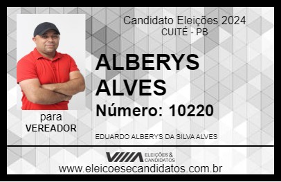 Candidato ALBERYS ALVES 2024 - CUITÉ - Eleições