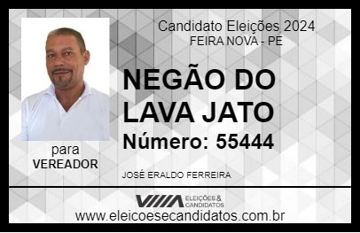 Candidato NEGÃO DO LAVA JATO 2024 - FEIRA NOVA - Eleições