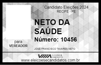 Candidato NETO DA SAÚDE 2024 - RECIFE - Eleições