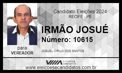 Candidato IRMÃO JOSUÉ 2024 - RECIFE - Eleições