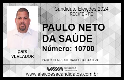 Candidato PAULO NETO DA SAÚDE 2024 - RECIFE - Eleições