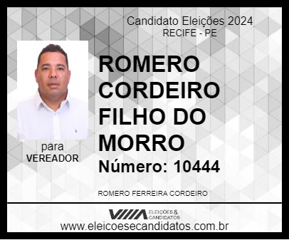 Candidato ROMERO CORDEIRO FILHO DO MORRO 2024 - RECIFE - Eleições