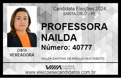 Candidato PROFESSORA NAILDA 2024 - SANTA CRUZ - Eleições