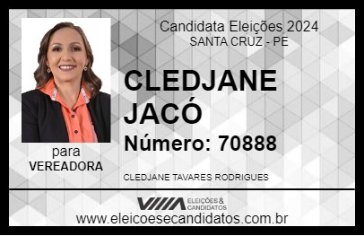 Candidato CLEDJANE JACÓ 2024 - SANTA CRUZ - Eleições