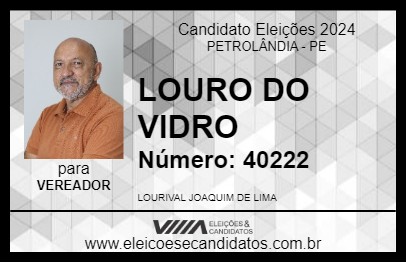 Candidato LOURO DO VIDRO 2024 - PETROLÂNDIA - Eleições