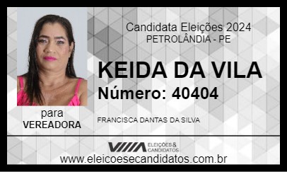 Candidato KEIDA DA VILA 2024 - PETROLÂNDIA - Eleições