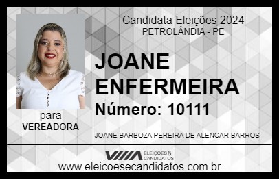 Candidato JOANE ENFERMEIRA 2024 - PETROLÂNDIA - Eleições