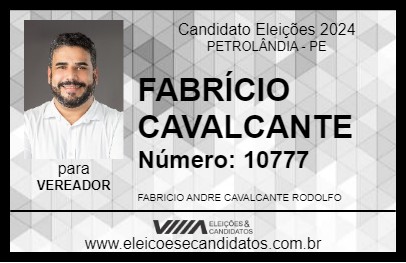 Candidato FABRÍCIO CAVALCANTE 2024 - PETROLÂNDIA - Eleições