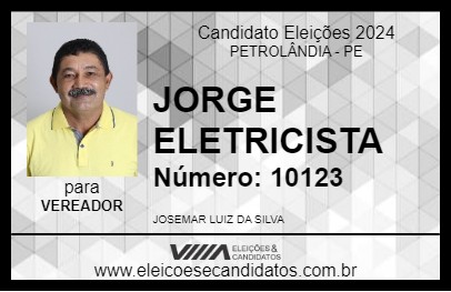 Candidato JORGE ELETRICISTA 2024 - PETROLÂNDIA - Eleições