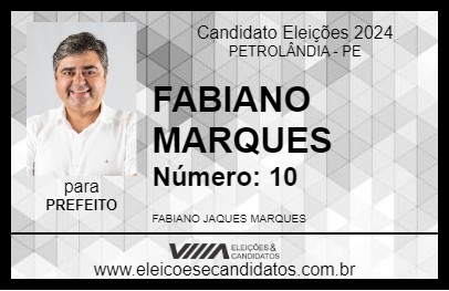 Candidato FABIANO MARQUES 2024 - PETROLÂNDIA - Eleições