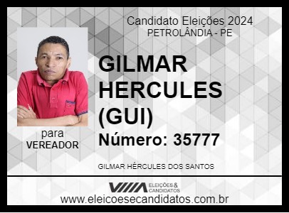 Candidato GILMAR HERCULES (GUI) 2024 - PETROLÂNDIA - Eleições