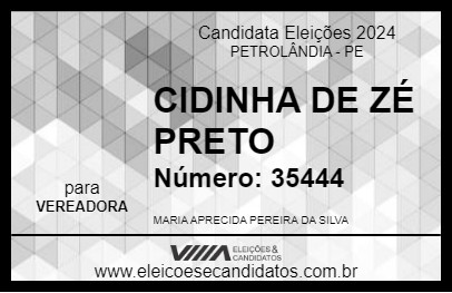 Candidato CIDINHA DE ZÉ PRETO 2024 - PETROLÂNDIA - Eleições