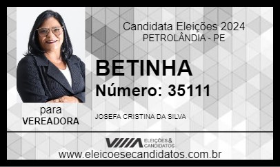 Candidato BETINHA 2024 - PETROLÂNDIA - Eleições