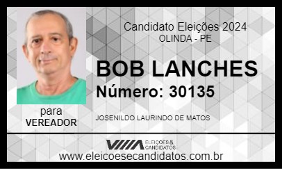 Candidato BOB LANCHES 2024 - OLINDA - Eleições