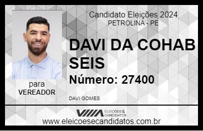 Candidato DAVI DA COHAB SEIS 2024 - PETROLINA - Eleições