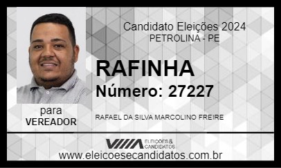 Candidato RAFINHA 2024 - PETROLINA - Eleições