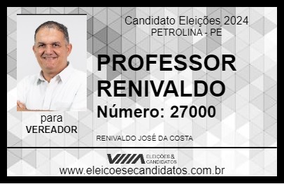 Candidato PROFESSOR RENIVALDO 2024 - PETROLINA - Eleições