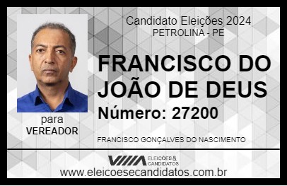 Candidato FRANCISCO DO JOÃO DE DEUS 2024 - PETROLINA - Eleições