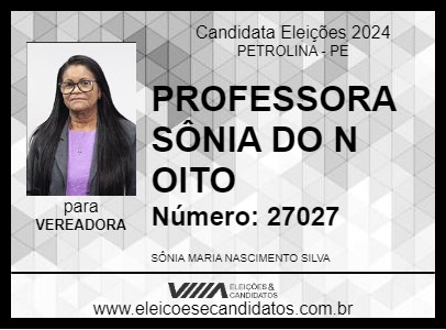 Candidato PROFESSORA SÔNIA DO N OITO 2024 - PETROLINA - Eleições