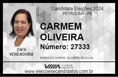 Candidato CARMEM OLIVEIRA 2024 - PETROLINA - Eleições