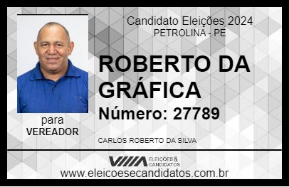 Candidato ROBERTO DA GRÁFICA 2024 - PETROLINA - Eleições