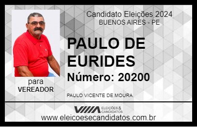 Candidato PAULO DE EURIDES 2024 - BUENOS AIRES - Eleições