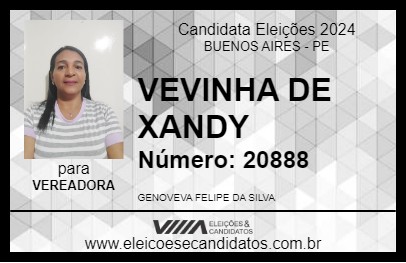 Candidato VEVINHA DE XANDY 2024 - BUENOS AIRES - Eleições