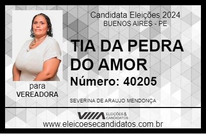 Candidato TIA DA PEDRA DO AMOR 2024 - BUENOS AIRES - Eleições