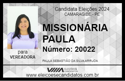 Candidato MISSIONÁRIA PAULA 2024 - CAMARAGIBE - Eleições