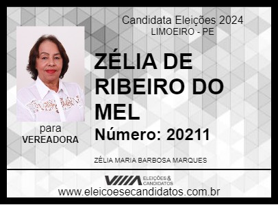 Candidato ZÉLIA DE RIBEIRO DO MEL 2024 - LIMOEIRO - Eleições