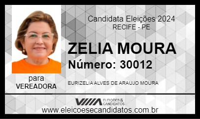 Candidato ZELIA MOURA 2024 - RECIFE - Eleições